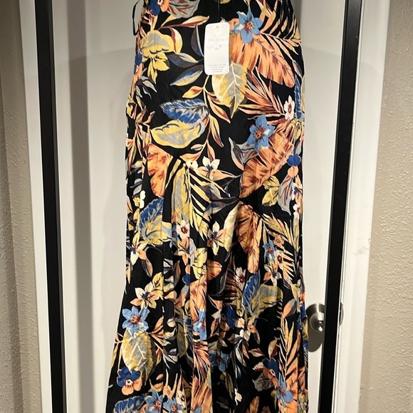 Lola A-Line Orange and Blue Maxi Skirt Resort Wear